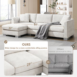 96*56" Modern Cloud Sectional Sofa,L-shaped Luxury Couch Set with 2 Free pillows,4-seat Chenille Indoor Furniture with Oversized Chaise for Living Room,Apartment,Office
