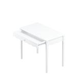 White 35.43" Vanity Desk with Drawer – Modern Makeup Table with Scalloped Front & Gold Knob, Compact Writing Desk with 4 Sturdy Legs for Bedroom, Small Home Office & Apartment Spaces