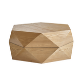 36.61'' Retro Style Polygon Flip Top Coffee Table, with Flip Top for Convenient Access, Hidden Storage, Solid Wood Veneered Drum Coffee Table with Storage for Living Room, Bedroom and Office