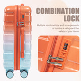 14"/20" 2 pcs/set in PC Spinner Wheel Luggage, Carry on Suitcase, With Gradient Color and Combination Lock