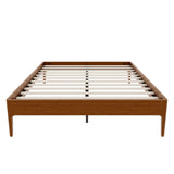Queen Size Solid Dry Bamboo Wood Platform Bed Frame, with Wood Slat Metal Support, Modern & Minimalist Style, No Box Spring Needed, Easy Assembly, Brown