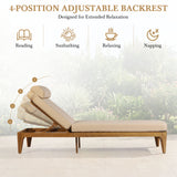4-Position Adjustable Outdoor Chaise Lounge with Water-Resistant Cushion & Head Pillow, Patio Recliner Sun Lounge Chair Daybed, Brown
