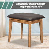 Classic Wood Makeup Vanity Set with Flip-top Mirror and Stool, Dressing Table with Three Drawers and storage space