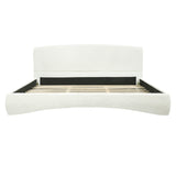Curved Upholstered Bed with Smart Ambient Lighting,Cream