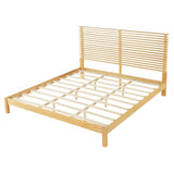 Premium Solid Wood King Size Bed Frame with Headboard,Natural Finish, 600lbs Capacity, for Modern Bedroom,No Box Spring Needed