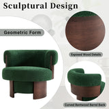 Modern 32'' Wide Curved Sculptural Swivel Barrel Chair,360° Swivel Base, Comfortable Fabric, Versatile for Living Room and Bedroom