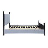 Striped Rubberwood Upholstered Bed