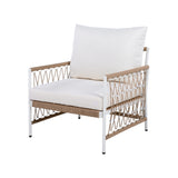 [Set of 2] Bohemian Outdoor Lounge Chair with Handwoven Rope & Powder-Coated Steel Frame, Waterproof Cushions - Patio, Garden, Poolside