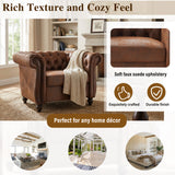 Chesterfield Club Chair with Scrolled Arms, Nailhead Trim, and Solid Wood Legs
