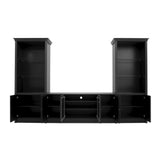 128"W Entertainment Center for TVs up to 80", Modern TV Stand Media Console Wall Unit with Glass Display Shelves