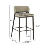 Set of 2 Leathaire Counter Height Bar Stools, Armless Chairs with Metal Frame & Footrest for Kitchen Island, Dining Room