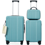 3-Piece Hardshell ABS Luggage Set, Lightweight Suitcases with Spinner Wheels, TSA Lock, Side Hooks, Carry-On & Checked Luggage, Ice Blue