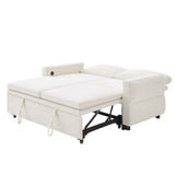 63" Convertible Sleeper Sofa Bed, Pull-Out Loveseat with USB Charging Ports & Adjustable Backrest