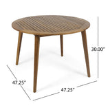 Outdoor Patio Dining Set, Acacia Wood Dining Table & 4 Woven Wicker Armchairs with Cushions, Weather-Resistant