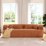 Chenille Boneless Couch 3-Seater Sofa Skin-friendly Upholstered Cloud Couch with Pillows, Orange