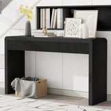 Console Table with 3 Fluted Drawers, Rustic Sofa Table Solid Wood Veneer Entryway Table