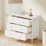 3 Drawer Dresser Chest of Drawers Entryway Console Accent Sideboard Storage Organizer Cabinet, White