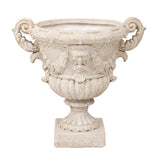 Classical Mythological Relief Urn Planter, Weather-Resistant Outdoor Flower Pot Patio Decorative Vase for Garden Entryway, Antique White