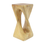 Retro Side Table End Table Wood-Like Texture Accent Table, Indoor/Outdoor Twist Shape Side Table, Natural