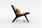 Upholstered Accent Chair Ergonomic Lounge Chair Single Sofa Chair, Blue+Yellow