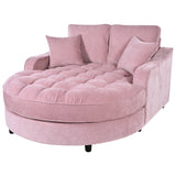 55"W Upholstered Chaise Lounge Sofa Bed Sofa Couch with Tufted Seat and Detachable Pillows, Pink