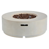 38" Round Propane Fire Pit Table, 50000 BTU Large Outdoor Fireplace with Faux Stone Finish, Lava Rocks & Waterproof Cover