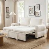 63" Convertible Sleeper Sofa Bed, Pull-Out Loveseat with USB Charging Ports & Adjustable Backrest