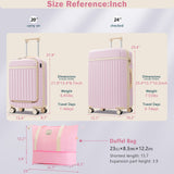 3-Piece Hardside Luggage Set, Front-Opening Carry-on Suitcase with USB Port, Expandable Luggage with Handle Bag & TSA Lock, Pink
