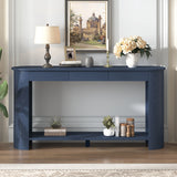 Console Table with 3 Drawers, Farmhouse Entryway Table with Bottom Shelf, 59.8" Modern Oak Veneer Sofa Table