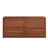 59"W Modern Wavy Sideboard, Curved Contour Design Storage Cabinet, 4-Door Cabinet with Storage Function, Suitable for Kitchen/Bedroom/Living Room, Walnut