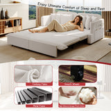 3-in-1 Pull-out Sleeper Sofa Bed with Bluetooth Speaker, USB Ports, Pillows & Side Pockets, Recliner Convertible Sofa Lounge Couch, Beige