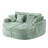 80"W Curved Chaise Lounge Sofa with Cup Holders, Seal Velvet Boneless Upholstered Sofa Couch for Living Room, Green