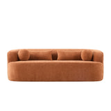 Chenille Boneless Couch 3-Seater Sofa Skin-friendly Upholstered Cloud Couch with Pillows, Orange