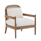 Set of 2 Accent Chair Mid-Century Modern Armchair Reading Chair Leisure Chair with Cushion & Solid Wood Frame, Beige & Brow