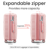 4 PCS Expandable ABS Hard Shell Lightweight Luggage Set with Spinner Wheels and TSA Lock 14"20''24''28'', Pink