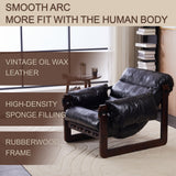 Leather Lounge Chair Upholstered Accent Chair Ergonomic Single Sofa Chair Medieval Modern Decorative Armchair, Antique Black