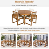 5-Piece Outdoor Patio Dining Set Acacia Wood Outdoor Dining Set Patio Furniture Set with Four Armchairs and a Table for Garden, Balcony, Backyard, Beige