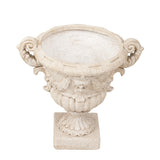 Classical Mythological Relief Urn Planter, Weather-Resistant Outdoor Flower Pot Patio Decorative Vase for Garden Entryway, Antique White