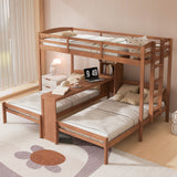 Triple Bunk Bed with Built-in Desk & Storage Shelves, Loft Bed with LED Reading Lamp, Twin over Twin & Twin Bunk Bed Frame