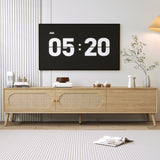 Boho TV Stand for TVs up to 80'', Modern Farmhouse Media Console, Entertainment Center with Solid Wood Legs, Natural