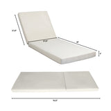 Acacia Wood Outdoor Chaise Lounge with 6-Position Adjustable, Cream 2-Fold Waterproof Cushion & Gray Frame for Patio, Poolside, Garden