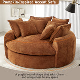 59.8"W Round Chaise Lounge Sofa, Chenille Accent Chair Boneless Loaf Sofa Couch with 8 Throw Pillows, Orange