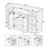 2-Door Sideboard Storage Cabinet with 7 Drawers for Living and Dining Room Entrance, Large Size Cabinet, Natural