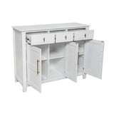 Acacia Wood Sideboard Cabinet with Storage For Living and Dining Room Entrance, Large Size, 3 Doors and 3 Drawers, White