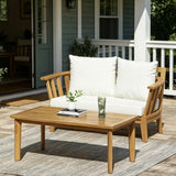 2pcs Patio Sofa Set Outdoor Garden Seating Group Conversation Chat Set with Cushion & Coffee Table