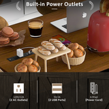 53.5''Farmhouse Kitchen Island with Power Outlet, Kitchen Storage Island with Drop Leaf, Spice Rack and Drawer, Rolling Kitchen Cart on Wheels, for Home, Kitchen and Dining Room