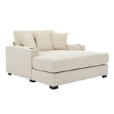 Oversized Chaise Lounger Modern Style Sofa Couch ,with Pillows, Charge Station & Cup Holders, Chenille Fabric