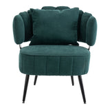 Upholstered Barrel Accent Chair Ergonomic Single Sofa Chair Decorative Armchair, Green