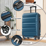 Hardshell ABS Luggage Set, 24-Inch Checked Suitcase with Spinner Wheels, Lightweight Travel Luggage with 2 Packing Cubes for Men & Women