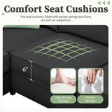 Sectional Sofa Couches Living Room Sets, 7 Seats Modular Sectional Sofa with Ottoman, L Shape Fabric Sofa Corner Couch Set with 3 Pillows